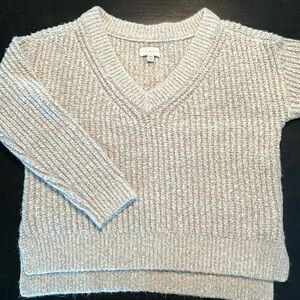 Lucky Brand Chunky Knit Cropped V Neck Sweater